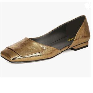 Wo Wagas Gold Pump Side Cut Block Low Heeled Square Toe Slip On Shoes